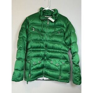VTG Women's obermyer Green 100% Goose Down Puffer Jacket 8 Ski Bunny Y2K Winter